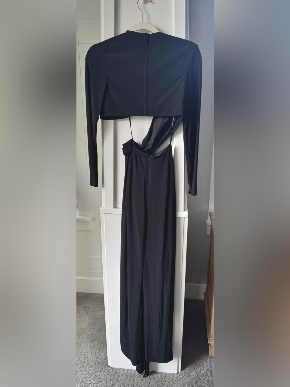 Mac Duggal 27426 Black Cutout High Slit Formal Gown NWT - Picture 4 of 6